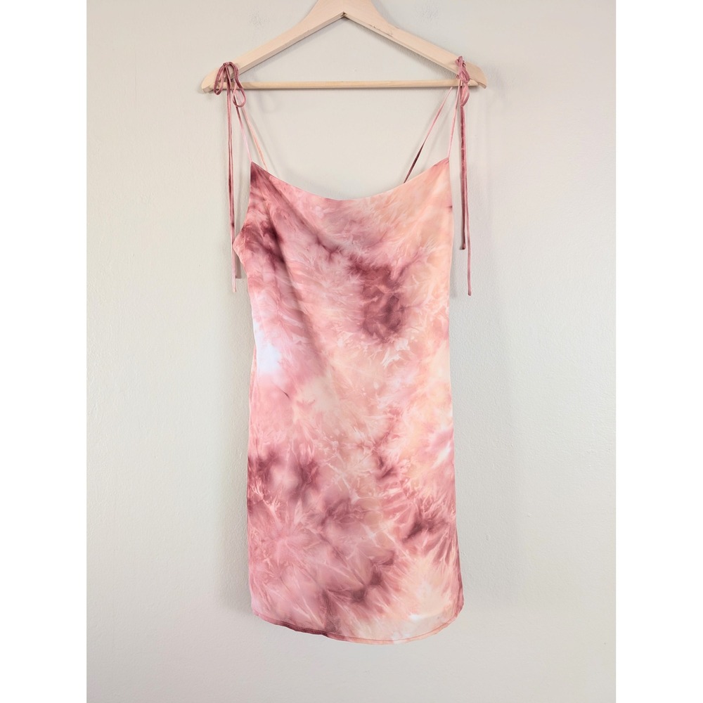 Forever 21 Pink Tie Dye Cowl Neck Mini Slip Dress XS Y2K Fairy Grunge Whimsigoth